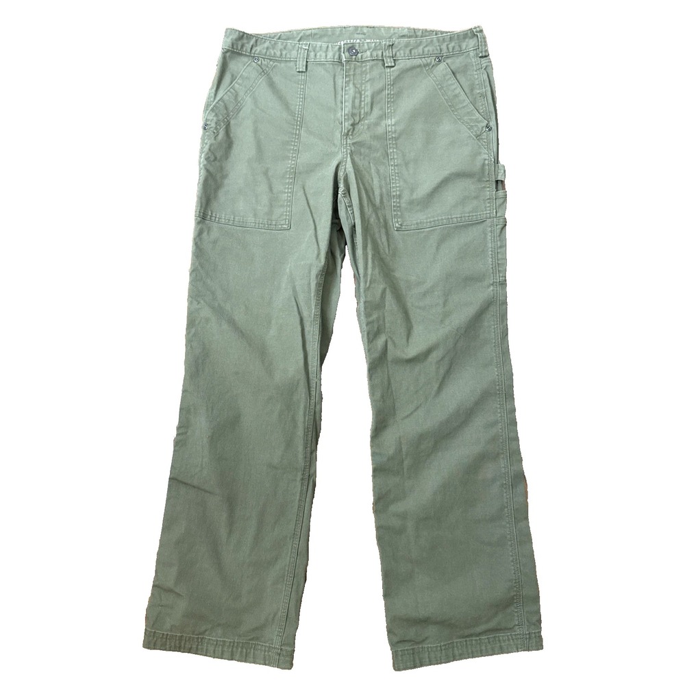 Duluth Trading Curvesetter Waistband Carpenter Khaki Pants Cargo Women's 14 Reg